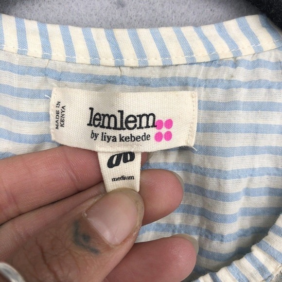 Lemlem by Liya Kebede Womens Top Blouse Pleat Boho Peasant White Medium M - Picture 6 of 7